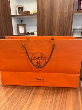 Hermes Shopping Bag Orange Paper Shopping Bag 16.75”x10”x6”
